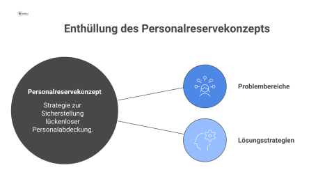 Infografik zum Personalreservekonzept, das mit Abruf- und Rotationsreserven die Problembereiche kurzfristige Ausfälle, Vakanzen und Zusatzbedarf bei Sicherheitsdiensten löst.
